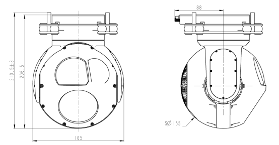 S155TA-NNV230T660L305兩軸三光吊艙 S155TA-NNV230T660L305兩軸三光吊艙